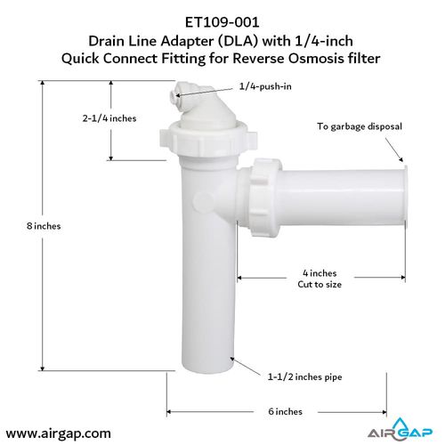 Main product image of Quick Connect Reverse Osmosis Drain Line Adapter w/ 1/4" Push-In Inlet