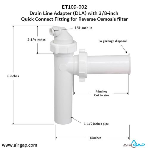 Main product image of Quick Connect Reverse Osmosis Drain Line Adapter w/ 3/8" Push-In Inlet
