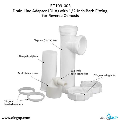 Main product image of Quick Connect Reverse Osmosis Drain Line Adapter w/ 1/2" Barb Insert Inlet