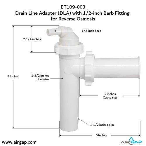 Main product image of Quick Connect Reverse Osmosis Drain Line Adapter w/ 1/2" Barb Insert Inlet