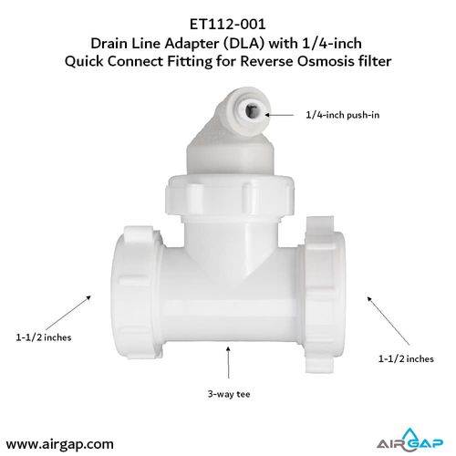 Main product image of Quick Connect Reverse Osmosis Drain Line Adapter w/ 1/4" Push-In Inlet (Commercial)