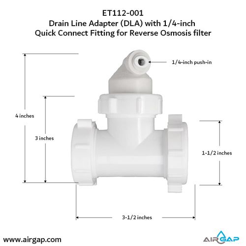 Main product image of Quick Connect Reverse Osmosis Drain Line Adapter w/ 1/4" Push-In Inlet (Commercial)