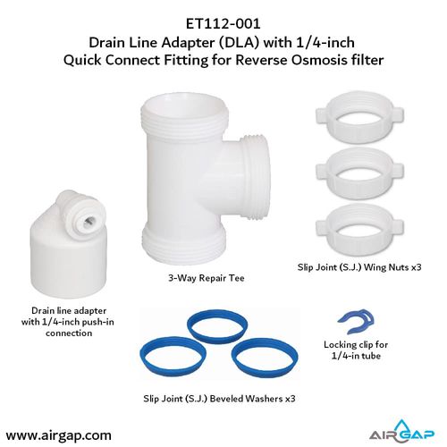 Main product image of Quick Connect Reverse Osmosis Drain Line Adapter w/ 1/4" Push-In Inlet (Commercial)