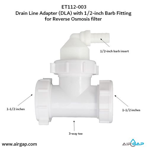 Main product image of Quick Connect Reverse Osmosis Drain Line Adapter w/ 1/2" Barb Insert Inlet (Commercial)
