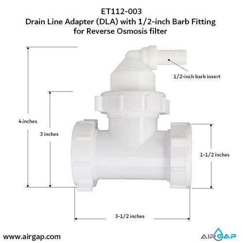 Main product image of Quick Connect Reverse Osmosis Drain Line Adapter w/ 1/2" Barb Insert Inlet (Commercial)