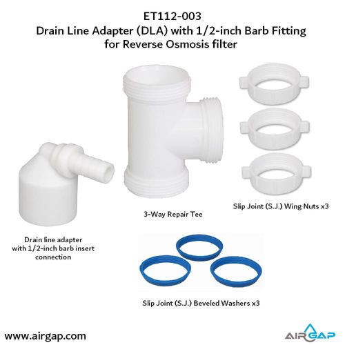 Main product image of Quick Connect Reverse Osmosis Drain Line Adapter w/ 1/2" Barb Insert Inlet (Commercial)
