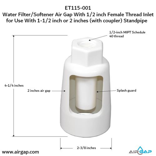 Main product image of Multi Purpose Air Gap For Water Filter and Softener, 1/2" NPT Schedule 40 Inlet