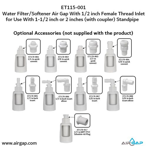 Main product image of Multi Purpose Air Gap For Water Filter and Softener, 1/2" NPT Schedule 40 Inlet