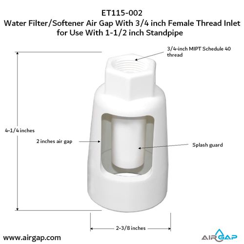 Main product image of Multi Purpose Air Gap For Water Filter and Softener, 3/4" NPT Schedule 40 Inlet