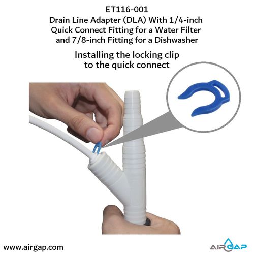 Main product image of Drain Line Adapter, 1/4" Push In Inlet for Reverse Osmosis Water Filter and 7/8" Inlet for Dishwasher