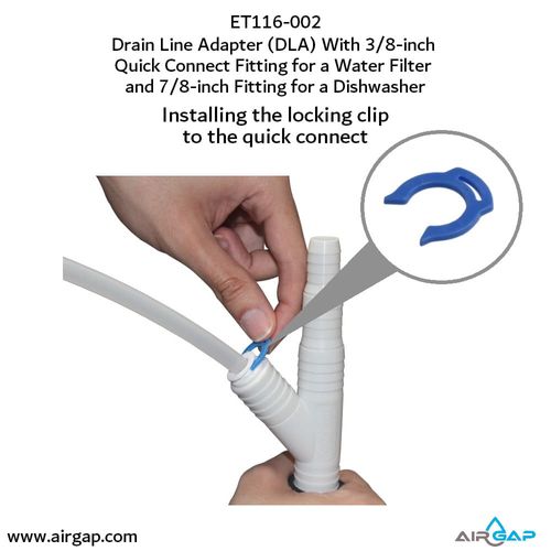Main product image of Drain Line Adapter, 3/8" Push In Inlet for Reverse Osmosis Water Filter and 7/8" Barb Insert Inlet for Dishwasher
