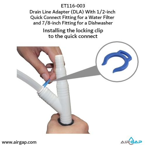 Main product image of Drain Line Adapter, 1/2" Push In Inlet for Reverse Osmosis Water Filter and 7/8" Barb Insert Inlet for Dishwasher