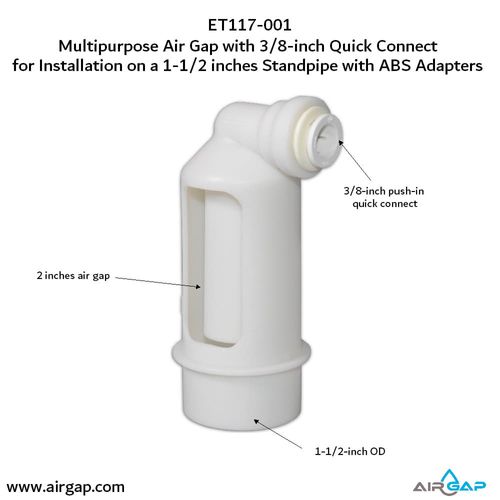 Main product image of Air Gap For Water Softener and Water Filter w/ ABS Trap Adapter, 3/8" Push-In Inlet