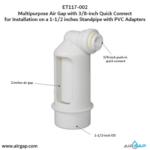 Main product image of Air Gap For Water Softener and Water Filter w/ PVC Trap Adapter,  3/8" Push-In Inlet