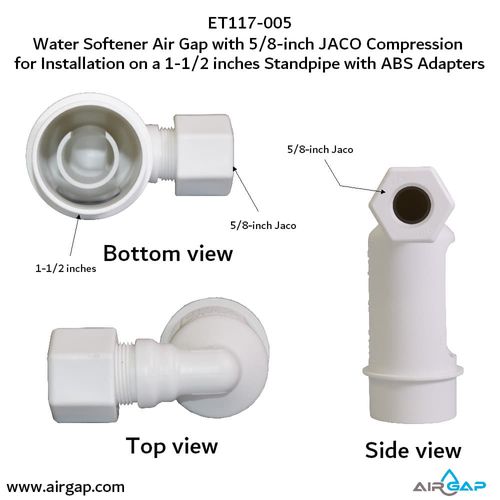 Main product image of Air Gap For Water Softener and Water Filter w/ ABS Trap Adapter, 5/8" Jacko Compression Inlet