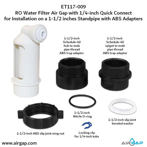 Main product image of Air Gap For Water Filter w/ ABS Trap Adapter, 1/4" Push-In Inlet