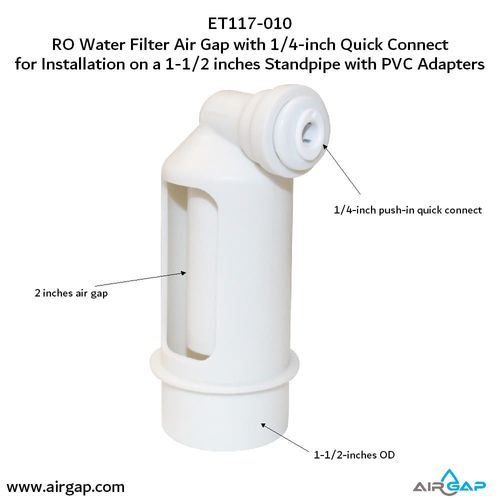 Main product image of Air Gap For Water Filter w/ PVC Trap Adapter, 1/4" Push-In Inlet