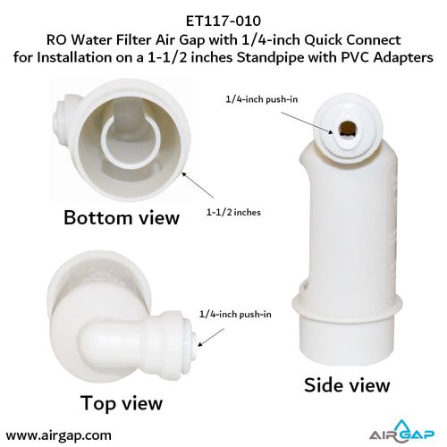 Main product image of Air Gap For Water Filter w/ PVC Trap Adapter, 1/4" Push-In Inlet