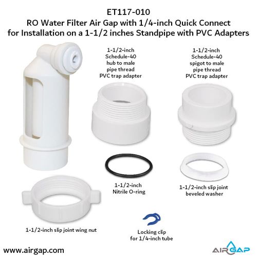 Main product image of Air Gap For Water Filter w/ PVC Trap Adapter, 1/4" Push-In Inlet