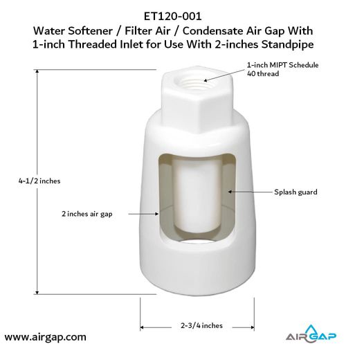 Main product image of Multi Purpose Air Gap For Water Filter and Softener, 1" NPT Schedule 40 Inlet