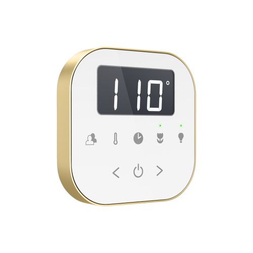 Main product image of AirTempo Steam Shower Control and Aroma Glass SteamHead in White Satin Brass