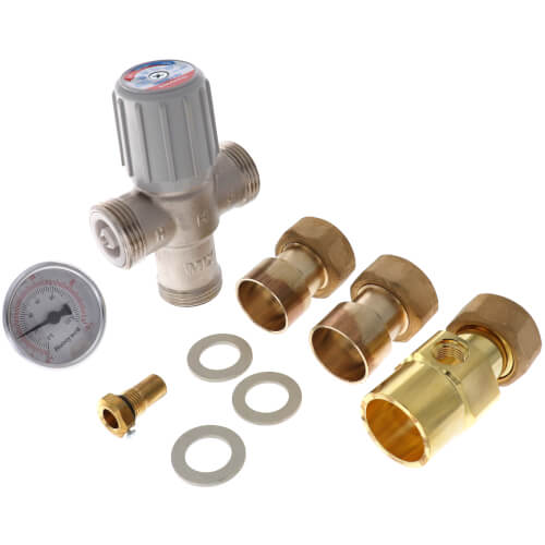 1" Lead Free Union Sweat Mixing Valve w/ Temperature Gauge (70-145F)