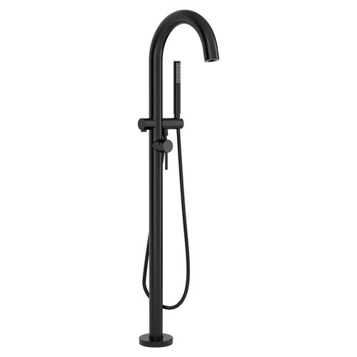Main product image of Contemporary Round Freestanding Bathtub Filler w/ Lever Handle Faucet for Flash Rough-In Valve (Matte Black)