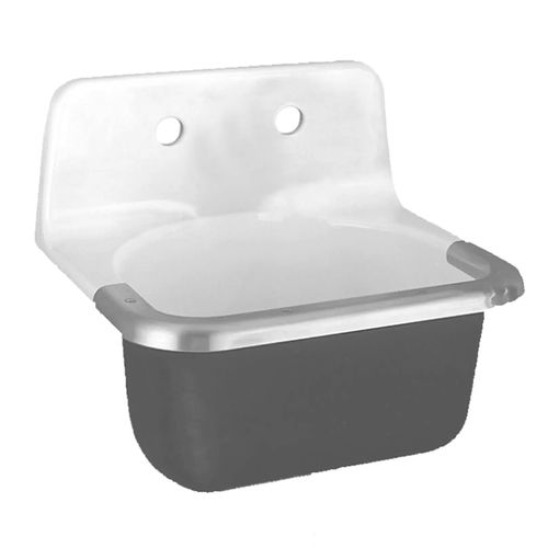 Main product image of Lakewell Wall-Hung Cast Iron Service Sink w/ 8" Faucet Holes and Rim Guard (White)