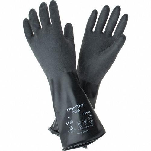 Main product image of AlphaTec 38-514 Medium-Duty Chemical Resistant Gloves, Unsupported Butyl Polymer with Rough Grip, Black, Small