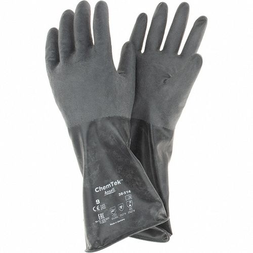 Main product image of AlphaTec 38-514 Medium-Duty Chemical Resistant Gloves, Unsupported Butyl Polymer with Rough Grip, Black, Large