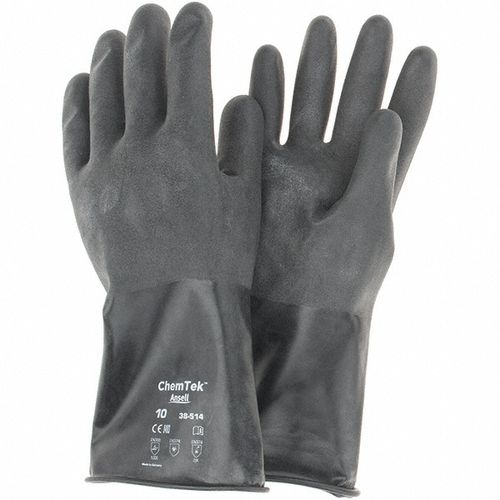 Main product image of AlphaTec 38-514 Medium-Duty Chemical Resistant Gloves, Unsupported Butyl Polymer with Rough Grip, Black, XL
