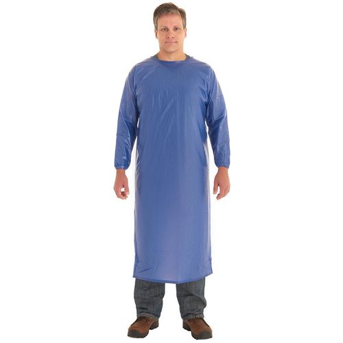 Main product image of AlphaTec 56-910 Fats Grease & Oil-Resistant Coat Apron, Blue, Large