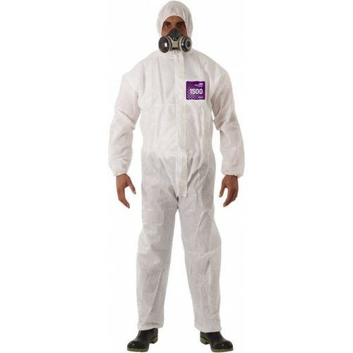 Main product image of AlphaTec 1500 Model 100 Disposable Chemical Resistant Coveralls, White, XL (Pack of 25)