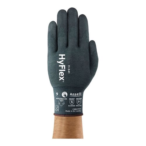 Main product image of HyFlex 11-541 Puncture Resistant Gloves, Nitrile Palm & Fingers Coating, Black/Blue, XS