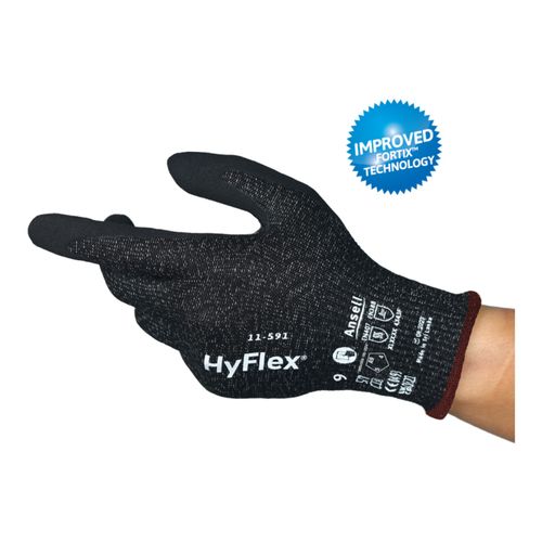 Main product image of HyFlex 11-591 Ultra-Light Puncture & Puncture Resistant Gloves, Nitrile Palm Coating, Black, Small