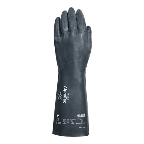 Main product image of AlphaTec 53-002 Hybrid Technology Chemical Resistant Gloves, Multi-Layer Polymer & Nitrile Shell, Black, Small