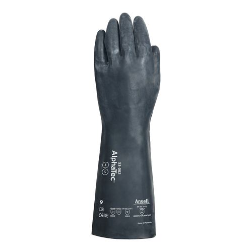 Main product image of AlphaTec 53-002 Hybrid Technology Chemical Resistant Gloves, Multi-Layer Polymer & Nitrile Shell, Black, 2XL