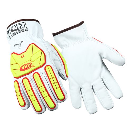 Main product image of Ringers R668 Thermal Leather Medium-Duty Puncture & Puncture Resistant Impact Gloves, G-100 Thinsulate, White/Hi-Viz Green, Size 13