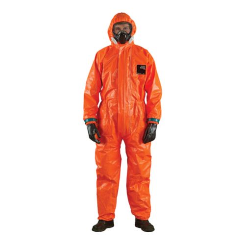 Main product image of AlphaTec 4000 Model 111 Disposable Chemical Resistant Coveralls w/ Hood & Double Zipper, Orange, Small