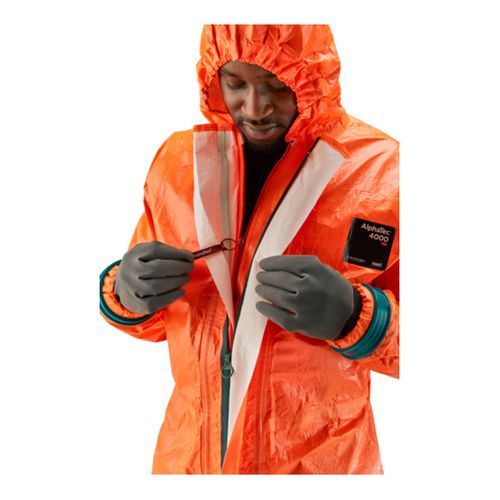 Main product image of AlphaTec 4000 Model 111 Disposable Chemical Resistant Coveralls w/ Hood & Double Zipper, Orange, Small