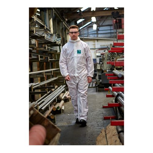Main product image of AlphaTec 1800 Model 111 Standard Chemical Resistant Coveralls w/ Hood, White, Medium (Pack of 25)
