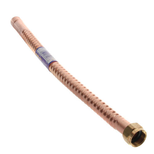 3/4" NPT x 3/4" Sweat ODF Flexible Water Connector, Copper (18" Long)