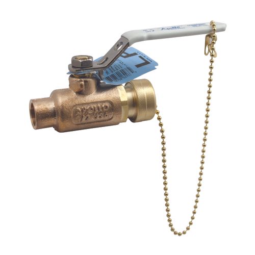 Main product image of 3/4" Solder x Hose Bronze 2 Piece Ball Valve w/ Hose Thread w/ Cap & Chain, 70LF204HC