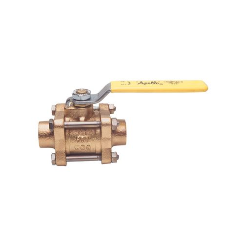 Main product image of 1/2" Sweat Bronze 3 Piece Full Port Medical Gas Ball Valve w/ No Gauge Ports, 82203K2