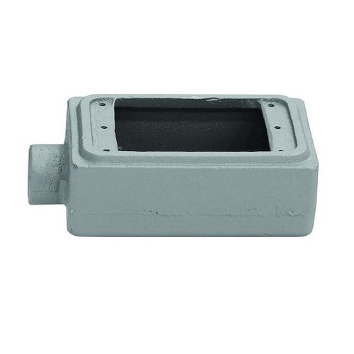 Main product image of 2.81" x 5.88" x 2.69" 1-Gang FDCT Malleable Iron Device Box w/ 3/4" Hub