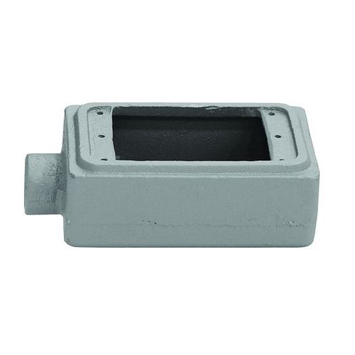 Main product image of 2.81" x 5.88" x 2" 1-Gang FSC Malleable Iron Device Box w/ 1/2" Hub