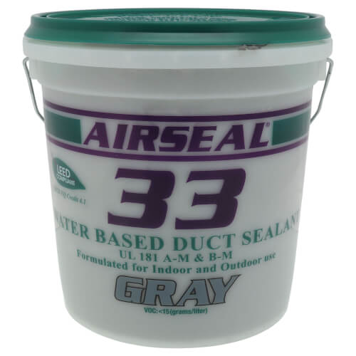 Gray Airseal 33 Fiber Reinforced Water-Based Duct Sealant Mastic (1 Gallon Pail)