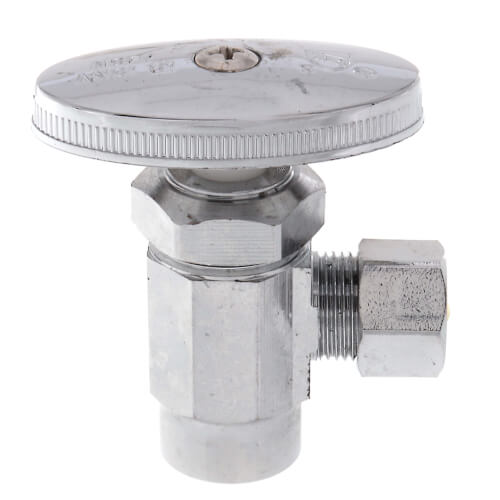 1/2" Sweat x 3/8" OD Comp. Multi Turn Angle Stop Valve, Chrome Plated (Lead Free)