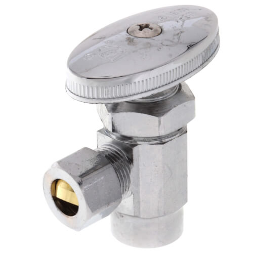1/2" Sweat x 3/8" OD Comp. Multi Turn Angle Stop Valve, Chrome Plated (Lead Free)