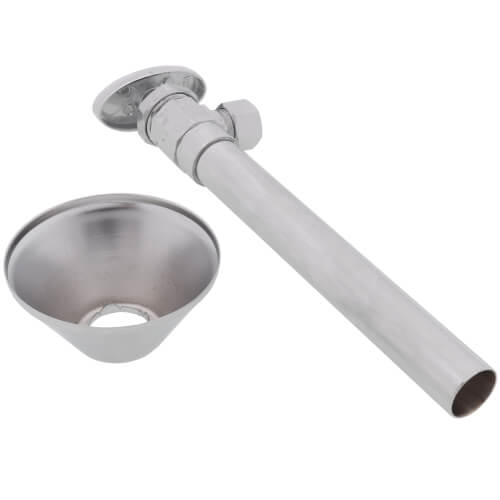 Main product image of 1/2" Sweat X 3/8" OD Comp. Angle Supply Valve w/ 5" Ext. & Bell Escutcheon, Lead Free (Chrome)